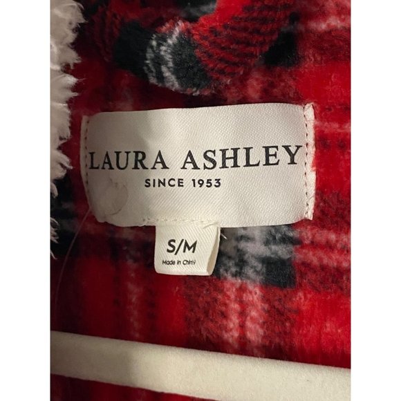 New Laura Ashley Plaid Christmas winter Bath robe Sz S/M - missing belt - Picture 5 of 7